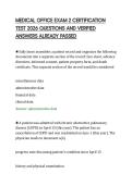MEDICAL OFFICE EXAM 2 CERTIFICATION TEST 2026 QUESTIONS AND VERIFIED ANSWERS ALREADY PASSED&period;pdf&NewLine;&NewLine;
