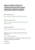 MEDICAL REVIEW OFFICER 400 CERTIFICATION EVALUATION TESTED QUESTIONS COMPLETE ANSWERS&period;pdf&NewLine;&NewLine;