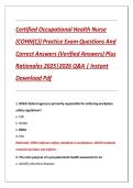 Certified Occupational Health Nurse &lpar;COHN&lpar;C&rpar;&rpar; Practice Exam &lpar;2025&ndash;2026&rpar; &ndash; Practice Questions&comma; Verified Answers&comma; and Rationales