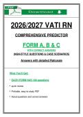 VATI RN&NewLine;COMPREHENSIVE PREDICTOR&NewLine;FORM A&comma; B & C&NewLine;WITH CORRECT ANSWERS&NewLine;&lpar;NGN-STYLE QUESTIONS & CASE SCENARIOS&rpar;&NewLine;Answers with detailed Rationale
