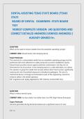 DENTAL ASSISTING TEXAS STATE BOARD &sol;TEXAS STATE&NewLine;BOARD OF DENTAL EXAMINERS -STATE BOARD TEST&NewLine;NEWEST COMPLETE VERSION 140 QUESTIONS AND CORRECT DETAILED ANSWERS &lpar;VERIFIED ANSWERS&rpar;&period;2026&sol;2027 FREQUENTLY TESTED Q&A FROM PAST PAPERS &ndash; MOST EXPECTED QUESTIONS 