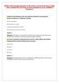 NURS 100 Fundamentals of Nursing Concept Review 2026&NewLine;&ndash; WCU UPDATED ACTUAL Exam Questions and CORRECT&NewLine;Answers