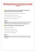 NURS100 Fundamentals of Nursing Assessment 3 2026 &ndash;&NewLine;WCU UPDATED ACTUAL Exam Questions and CORRECT&NewLine;Answer