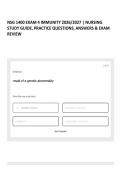 NSG 1400 EXAM 4 IMMUNITY 2026&sol;2027 &vert; NURSING STUDY GUIDE&comma; PRACTICE QUESTIONS&comma; ANSWERS & EXAM REVIEW