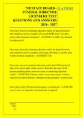 NH STATE BOARD - &NewLine;FUNERAL DIRECTOR &NewLine;LICENSURE TEST &NewLine;QUESTIONS AND ANSWERS &NewLine;2026 - 2027