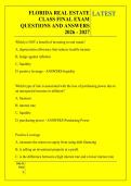 FLORIDA REAL ESTATE &NewLine;CLASS FINAL EXAM &NewLine;QUESTIONS AND ANSWERS &NewLine;2026 - 2027 