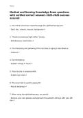 Medical and Nursing Knowledge Exam questions with verified correct answers 2025-2026 success assured&period;