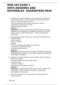 NUR 445 EXAM 1 WITH ANSWERS AND RATIONALES GUARENTEED PASS