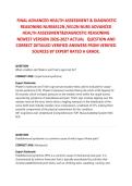 FINAL ADVANCED HEALTH ASSESSMENT & DIAGNOSTIC&NewLine;REASONING NURS6512N &sol;6512N NURS ADVANCED&NewLine;HEALTH ASSESSMENT&DIAGNOSTIC REASONING&NewLine;NEWEST VERSION  ACTUAL QUESTION AND&NewLine;CORRECT DETAILED VERIFIED ANSWERS FROM VERIFIED&NewLine;SOURCES BY EXPERT RATED A GRADE&period; 2026&sol;20