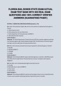 FLORIDA BAIL BONDS STATE EXAM ACTUAL EXAM TEST BANK WITH 300 REAL EXAM QUESTIONS AND 100&percnt; CORRECT VERIFIED ANSWERS &lpar;GUARANTEED PASS&excl;&excl;&rpar;&NewLine;