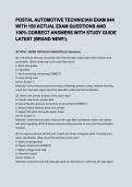 POSTAL AUTOMOTIVE TECHNICIAN EXAM 944 WITH 150 ACTUAL EXAM QUESTIONS AND 100&percnt; CORRECT ANSWERS WITH STUDY GUIDE LATEST &lpar;BRAND NEW&excl;&excl;&rpar;&period;&NewLine;