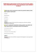 NURS100 Fundamentals of Nursing Assessment 2026 &ndash;&NewLine;WCU UPDATED ACTUAL Exam Questions and CORRECT&NewLine;Answers