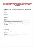 NURS100 Fundamentals of Nursing Assessment 2026 &ndash;&NewLine;WCU UPDATED ACTUAL Exam Questions and CORRECT&NewLine;Answers