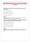 NURS100 Fundamentals of Nursing Assessment 2026 &ndash;&NewLine;WCU UPDATED ACTUAL Exam Questions and CORRECT&NewLine;Answers