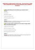 NURS100&colon; Fundamentals of Nursing - Assessment 3 2026&NewLine;&ndash; WCU UPDATED ACTUAL Exam Questions and CORRECT&NewLine;Answers