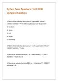 Python Exam Questions &lpar;1-65&rpar; With Complete Solutions