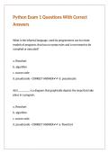 Python Exam 1 Questions With Correct Answers