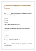 Python Final Exam Questions With Correct Answers