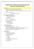 Patient Safety Final Assessment Questions and Answers