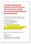 NYC Police Communications &NewLine;Technician Examination Questions &NewLine;And Correct Answers &lpar;Verified &NewLine;Answers&rpar; Plus Rationales 2026 Q&A &vert; &NewLine;Instant Download Pdf 