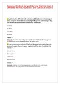 Advanced Medical-Surgical Nursing Practice Exam 3&NewLine;UPDATED ACTUAL Questions and CORRECT Answers