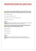 Advanced Nursing Fundamentals - Exam 8 Practice&NewLine;UPDATED ACTUAL Questions and CORRECT Answers