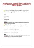 Advanced Nursing Fundamentals Final Exam Version 2&NewLine;Practice Questions 2026 UPDATED ACTUAL Questions and&NewLine;CORRECT Answers