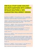 CRA CERTIFICATION EXAM STUDY GUIDE 2026 COMPLETE QUESTIONS WITH CORRECT DETAILED ANSWERS &vert;&vert; 100&percnt; GUARANTEED PASS RECENT VERSION
