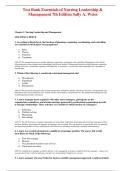 Test Bank for Essentials of Nursing Leadership & Management&comma; 7th Edition &vert; Sally A&period; Weiss &vert; Practice Questions with Answers & Detailed Rationales
