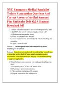 NYC Emergency Medical Specialist &NewLine;Trainee Examination Questions And &NewLine;Correct Answers &lpar;Verified Answers&rpar; &NewLine;Plus Rationales 2026 Q&A &vert; Instant &NewLine;Download Pdf 
