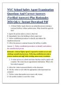 NYC School Safety Agent Examination &NewLine;Questions And Correct Answers &NewLine;&lpar;Verified Answers&rpar; Plus Rationales &NewLine;2026 Q&A &vert; Instant Download Pdf 