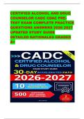 CERTIFIED ALCOHOL AND DRUG COUNSELOR CADC CDAC PRE-TEST EXAM COMPLETE PRACTICE QUESTIONS ANSWERS 2026 2027 UPDATED STUDY GUIDE DETAILED RATIONALES GRADED A&plus;