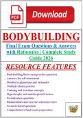 Bodybuilding Final Exam Questions & Answers with Rationales &vert; Complete Study Guide 2026