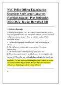NYC Police Officer Examination &NewLine;Questions And Correct Answers &NewLine;&lpar;Verified Answers&rpar; Plus Rationales &NewLine;2026 Q&A &vert; Instant Download Pdf 