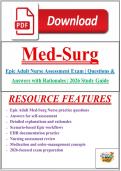 Epic Adult Med-Surg Nurse Assessment Exam &vert; Questions & Answers with Rationales &vert; 2026 Study Guide