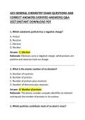 ACS General Chemistry Exam Questions and Correct Answers