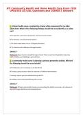 ATI Community Health and Home Health Care Exam 2026&NewLine;UPDATED ACTUAL Questions and CORRECT Answers