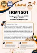 IRM1501 Assignment 1 &lpar;COMPLETE ANSWERS&rpar; Semester 2 2026 - DUE 21 August 2026