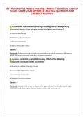 ATI Community Health Nursing&colon; Health Promotion Exam 3&NewLine;Study Guide 2026 UPDATED ACTUAL Questions and&NewLine;CORRECT Answers