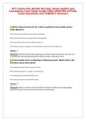 ATI Community Health Nursing&colon; Home Health and&NewLine;Community Care Study Guide 2026 UPDATED ACTUAL&NewLine;Exam Questions and CORRECT Answers