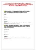 ATI Community Health&colon; Epidemiology and Disease&NewLine;Transmission Practice Pack 2026 UPDATED ACTUAL Exam&NewLine;Questions and CORRECT Answers