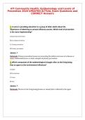 ATI Community Health&colon; Epidemiology and Levels of&NewLine;Prevention 2026 UPDATED ACTUAL Exam Questions and&NewLine;CORRECT Answers