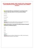 ATI Community Health&colon; Public Health Policy Study Guide&NewLine;2026 UPDATED ACTUAL Exam Questions and CORRECT&NewLine;Answers