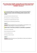 ATI Community Health&colon; Vulnerable & At-Risk Populations&NewLine;Exam Practice 2026 UPDATED ACTUAL Questions and&NewLine;CORRECT Answers