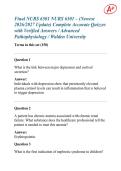 Final NURS 6501 NURS 6501 &ndash; &lpar;Newest 2026&sol;2027 Update&rpar; Complete Accurate Quizzes with Verified Answers &sol; Advanced Pathophysiology &sol; Walden University&vert;Ace your exam on your first attempt&excl;&excl;