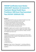 PMHNP Certification Exam Review &lpar;2026&sol;2027&rpar; Questions & Answers for Psychiatric Mental Health Nurse Practitioner LMR Exam Prep Guaranteed Pass &lpar;INSTANT DOWNLOD PDF&rpar;
