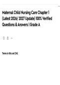 Maternal Child Nursing Care Chapter 1  &lpar;Latest 2026&sol; 2027 Update&rpar; 100&percnt; Verified Questions & Answers &vert; Grade A