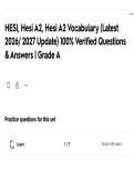 HESI&comma; Hesi A2&comma; Hesi A2 Vocabulary &lpar;Latest 2026&sol; 2027 Update&rpar; 100&percnt; Verified Questions & Answers &vert; Grade A