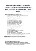 HESI PN PEDIATRIC NURSING 2026 STUDY GUIDE QUESTIONS AND CORRECT ANSWERS 100&percnt; PASS