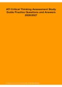 ATI Critical Thinking Assessment Study Guide 2026&sol; 2027 &vert; Practice Questions & Answers